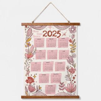 2025 Calendar Floral Love, Hope, Peace Hanging Tapestry