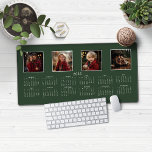 2025 Calendar Forest Green Modern Photo Collage Desk Mat<br><div class="desc">2025 Calendar Full Year Minimalist Classic Forest Green Desk Mat Mouse Pad featuring your name and 4 of your favourite photos! 🌟This is for 2025🌟 This version is in chic Forest Green, but the colours can easily be customised! Please contact us at cedarandstring@gmail.com if you need assistance with the design...</div>