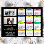 2025 Calendar Gold Black Business 2 Photo Magnetic<br><div class="desc">2025 Calendar Corporate Business Modern Black Gold Glitter Script 2 Photo Holiday Magnetic Card featuring 2025 Colourful Calendar. All the texts are pre-arranged for you to personalise easily and quickly with your own details.</div>