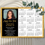 2025 Calendar Gold Black Business Photo Magnetic<br><div class="desc">2025 Calendar Corporate Business Modern Black Gold Glitter Script Simple Photo Holiday Magnetic Card featuring 2025 USA Calendar. All the texts are pre-arranged for you to personalise easily and quickly with your own details.</div>