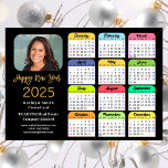 2025 Calendar Gold Black Business Photo Magnetic<br><div class="desc">2025 Calendar Corporate Business Modern Black Gold Glitter Script Photo Holiday Magnetic Card featuring 2025 Colourful Calendar. All the texts are pre-arranged for you to personalise easily and quickly with your own details.</div>