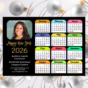 2025 Calendar Gold Black Business Photo Magnetic