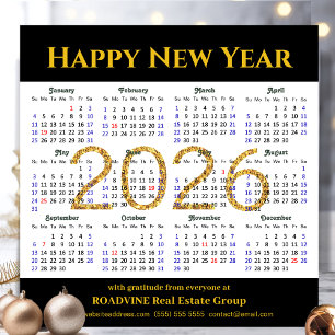 2025 Calendar Gold Black Business Simple Magnetic