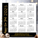 2025 Calendar Gold Black Corporate Magnetic Card<br><div class="desc">2025 Calendar Modern Festive Gold Glitter on Black Business Magnetic Card. All the texts are pre-arranged for you to personalise easily and quickly with your own details.</div>