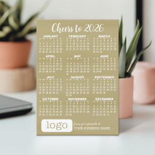 2025 Calendar Gold Dots with Business Logo Holiday Card