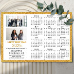 2025 Calendar Gold Glitter Business Photo Magnetic<br><div class="desc">2025 Calendar Corporate Business Modern Black Gold Glitter Script Simple 2 Photo Holiday Magnetic Card featuring 2025 USA Calendar. All the texts are pre-arranged for you to personalise easily and quickly with your own details.</div>