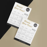 2025 Calendar Happy New Year Confetti Logo QR Code<br><div class="desc">Celebrate the start of 2025 with this Happy New Year calendar card, featuring a glamourous gold confetti design. Perfect for businesses, this card allows you to showcase your custom logo, include a QR code linking to your website on the back, and share company details in style. Ideal for corporate gifting...</div>