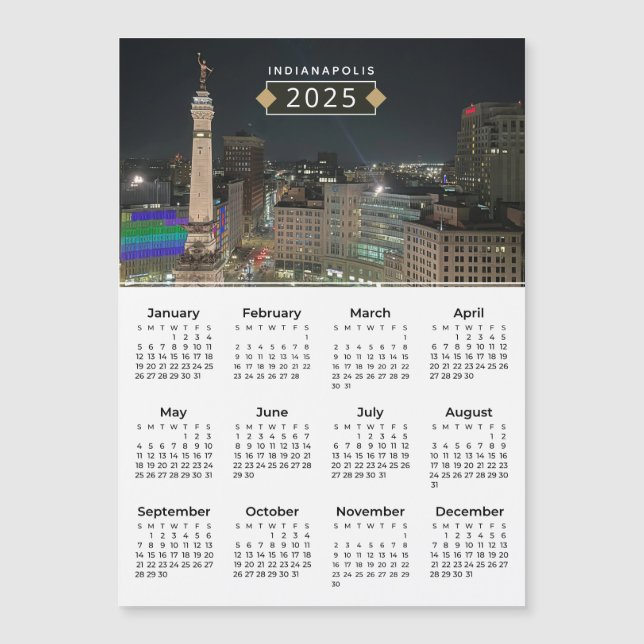 2025 Calendar Indianapolis Monument Magnetic Card (Front)