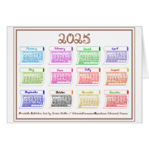 2025 Calendar Line Art Bolts of Colour Fabric Font