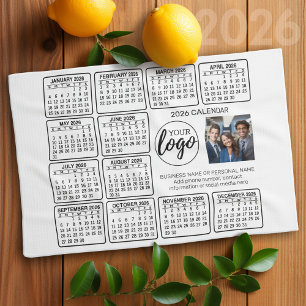 2025 Calendar - logo, photo business Tea Towel