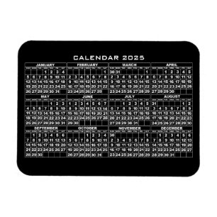 2025 Calendar Magnet Black