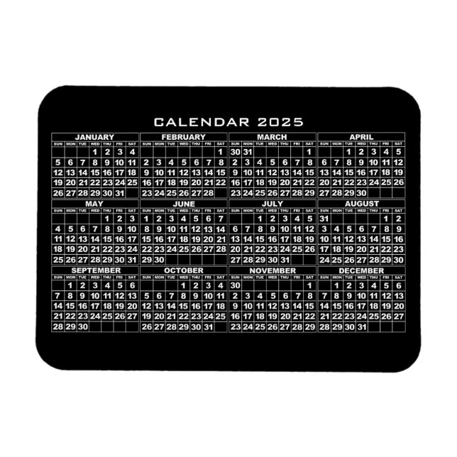 2025 Calendar Magnet Black (Horizontal)