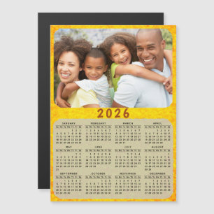 2025 Calendar Magnet Family Photo Golden Yellow