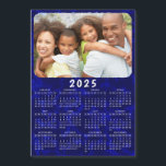 2025 Calendar Magnet Family Photo Navy Blue<br><div class="desc">This 2025 family photo calendar magnet with a navy blue background is easy to personalise with your custom picture by using the template. Click "Personalise" ("View Product Details" / "Personalise") and change the picture to get the result with the same stylish frame-look edges around it. Make your own calendar as...</div>