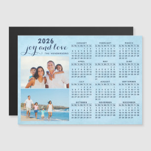 2025 Calendar Magnet Two Photos Collage Blue