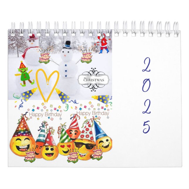 2025 Calendar Merry Christmas Happy Birthday (Cover)
