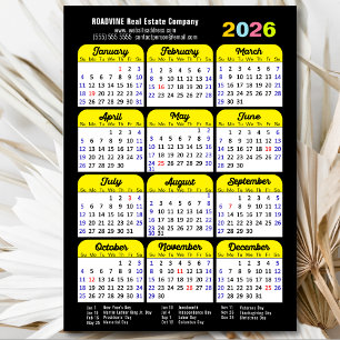 2025 Calendar Minimalist Black Corporate Magnetic