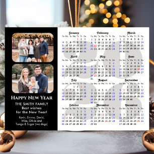 2025 Calendar Modern Black Family Photo Minimalist Holiday Card