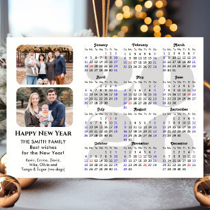 2025 Calendar Modern Black Family Photo Minimalist Holiday Card