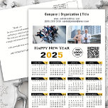 2025 Calendar Modern Gold Black Business Logo QR Holiday Postcard<br><div class="desc">2025 Calendar Modern Gold Black Corporate 2 Photo, Logo & QR code New Year Holiday postcard. All the texts are pre-arranged for you to personalise easily and quickly with your own details. Wish you all a Happy Holidays and an Amazing New Year! For many other card designs, please visit :...</div>