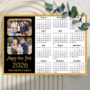 2025 Calendar Modern Gold Glitter 2 Photo Magnetic