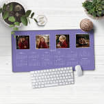 2025 Calendar Modern Lavender Purple Photo Collage Desk Mat<br><div class="desc">2025 Calendar Full Year Minimalist Classic Style Desk Mat Mouse Pad in Lavender Purple, featuring your name and 4 of your favourite photos! 🌟This is for 2025🌟 This version is in chic Lavender Purple, but the colours can easily be customised! Please contact us at cedarandstring@gmail.com if you need assistance with...</div>