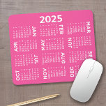 2025 Calendar - modern pink and white simple Mouse Pad<br><div class="desc">Black and White - A minimal, basic 12 month 2025 calendar with a solid colour background. A modern look for your home office or school locker. The fonts are simple to read, and the colours can be changed. -------- If you open the customise area, it will take to you to...</div>