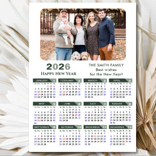 2025 Calendar Modern Sage Green Minimalist Photo Holiday Card