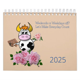 2025 Calendar Monthly Schedule Floral Cow