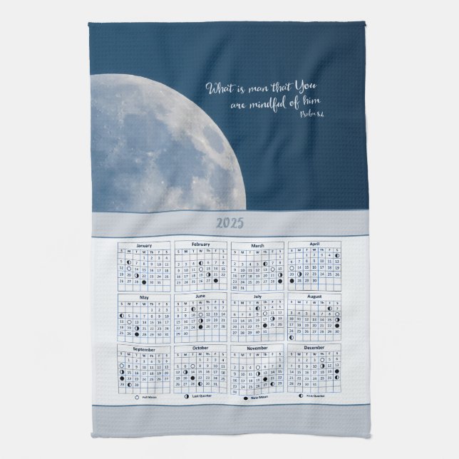 2025 calendar  Moon phases, what is man Scripture Tea Towel (Vertical)