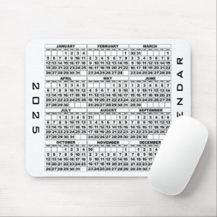 2025 Calendar Mousepad White