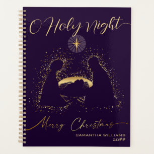 2025 Calendar Nativity Manger O Holy Night Script Planner