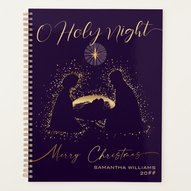 2025 Calendar Nativity Manger O Holy Night Script Planner (Front)
