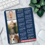2025 Calendar Navy Coral Gold Family Photo Collage Mouse Pad<br><div class="desc">Celebrate 2025 with this preppy photo collage calendar. With easy-to-read dates in bold white, this beautifully simple calendar has the words "2025" and "LOVE" in faux gold glitter with a bright coral pink bar along the bottom for your personalised family name or other text. The background is navy blue. Vertically...</div>
