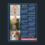 2025 Calendar Navy Coral Gold Family Photo Collage Postcard<br><div class="desc">Celebrate 2025 with these preppy photo collage calendar postcards. With easy-to-read dates in bold white, this beautifully simple calendar has the words "2025" and "LOVE" in faux gold glitter with a bright coral pink bar along the bottom for your personalised family name or other text. The background is navy blue....</div>