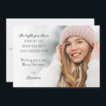 2025 Calendar Photo Motivational Christmas Card<br><div class="desc">Motivational Quote Photo with 2025 Calendar Merry Christmas Greeting Card... Send a heartfelt custom greeting to the special folks on your holiday list this year with the motivational quote that says: "The light you shine upon my life brightens with each passing year." Example text also includes "Wishing you a very...</div>