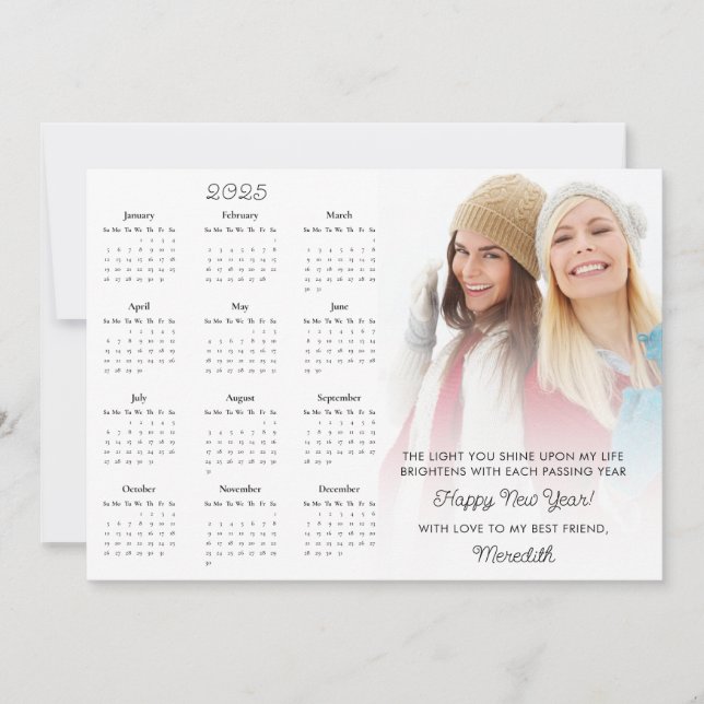 2025 Calendar Photo Motivational New Year Holiday Card (Front)