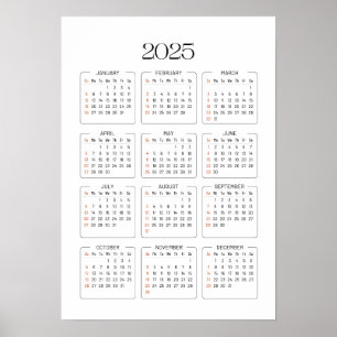 2025 Calendar  Poster