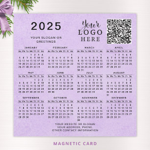 2025 Calendar QR Code Business Logo Purple Magnet