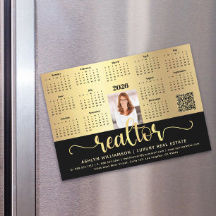 2025 Calendar Realtor Black Gold QR Code Magnet