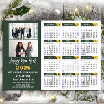 2025 Calendar Sage Green Business 2 Photo Magnetic<br><div class="desc">2025 Calendar Sage Green Hand-written Script 'Happy New Year' Modern 2 Photo Business Holiday Magnetic Card featuring 2024 Calendar with public holidays. All the texts are pre-arranged for you to personalise easily and quickly with your own details.</div>