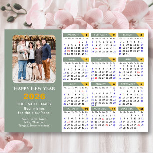 2025 Calendar Sage Green Minimalist Photo Magnetic