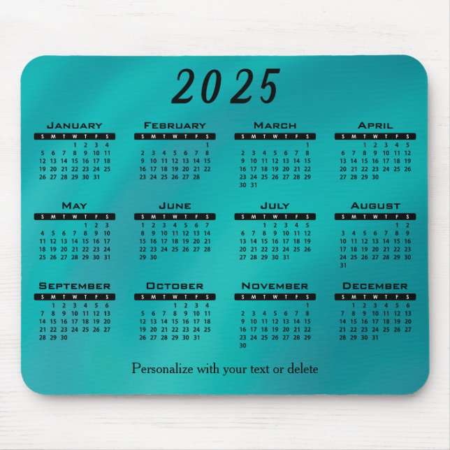 2025 Calendar Teal - Year Mouse Pad (Front)