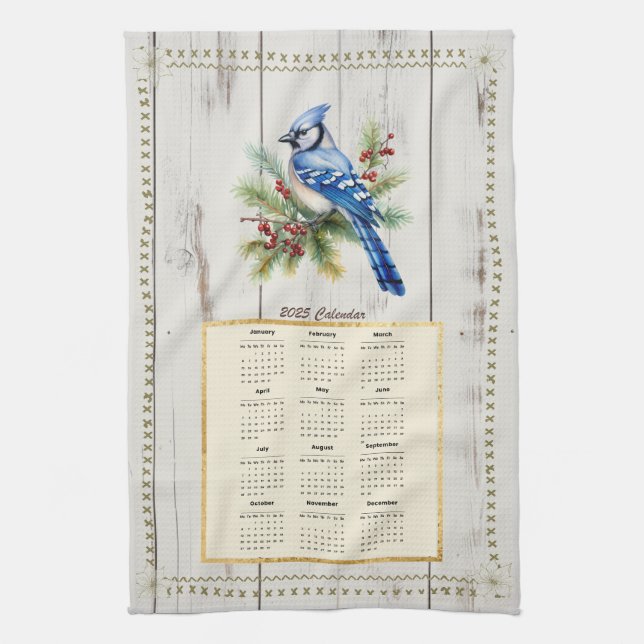 2025 Calendar Towel Bluejay (Vertical)