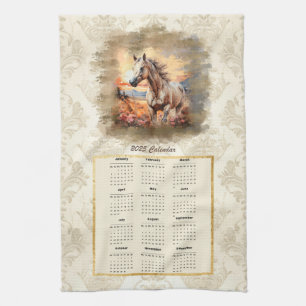 2025 Calendar Towel Horse in Sunset