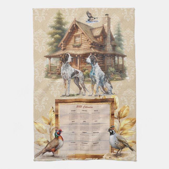 2025 Calendar Towel Pointer Dogs Hunting Lodge (Vertical)
