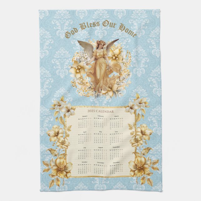 2025 Calendar Towel Pretty Guardian Angel  (Vertical)
