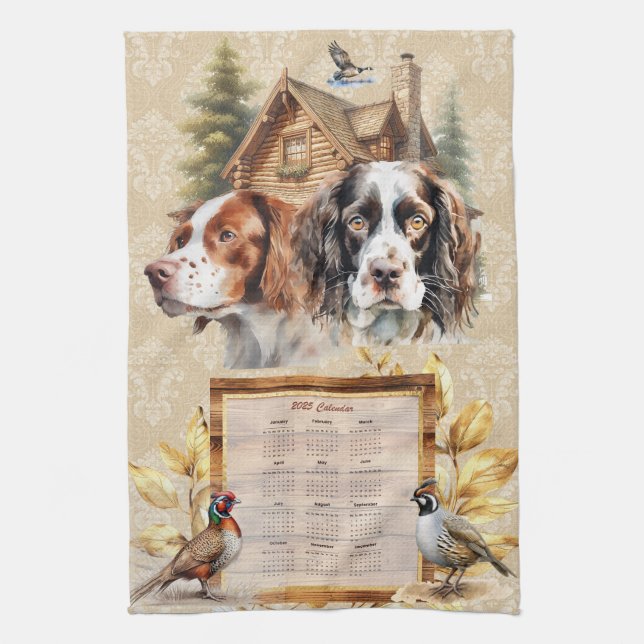 2025 Calendar Towel Spaniels Hunting Dogs (Vertical)
