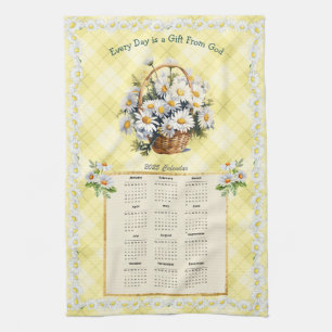 2025 Calendar Towel Yellow Daisy Gift from God