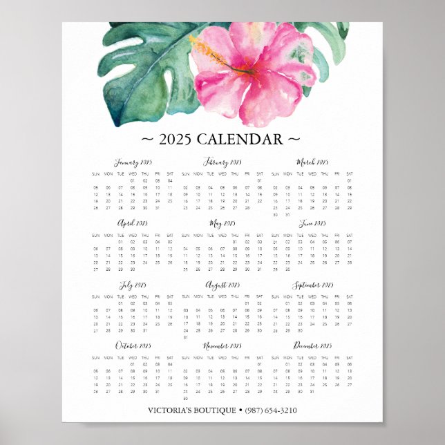 2025 Calendar Tropical Small Business Promo Poster (Front)